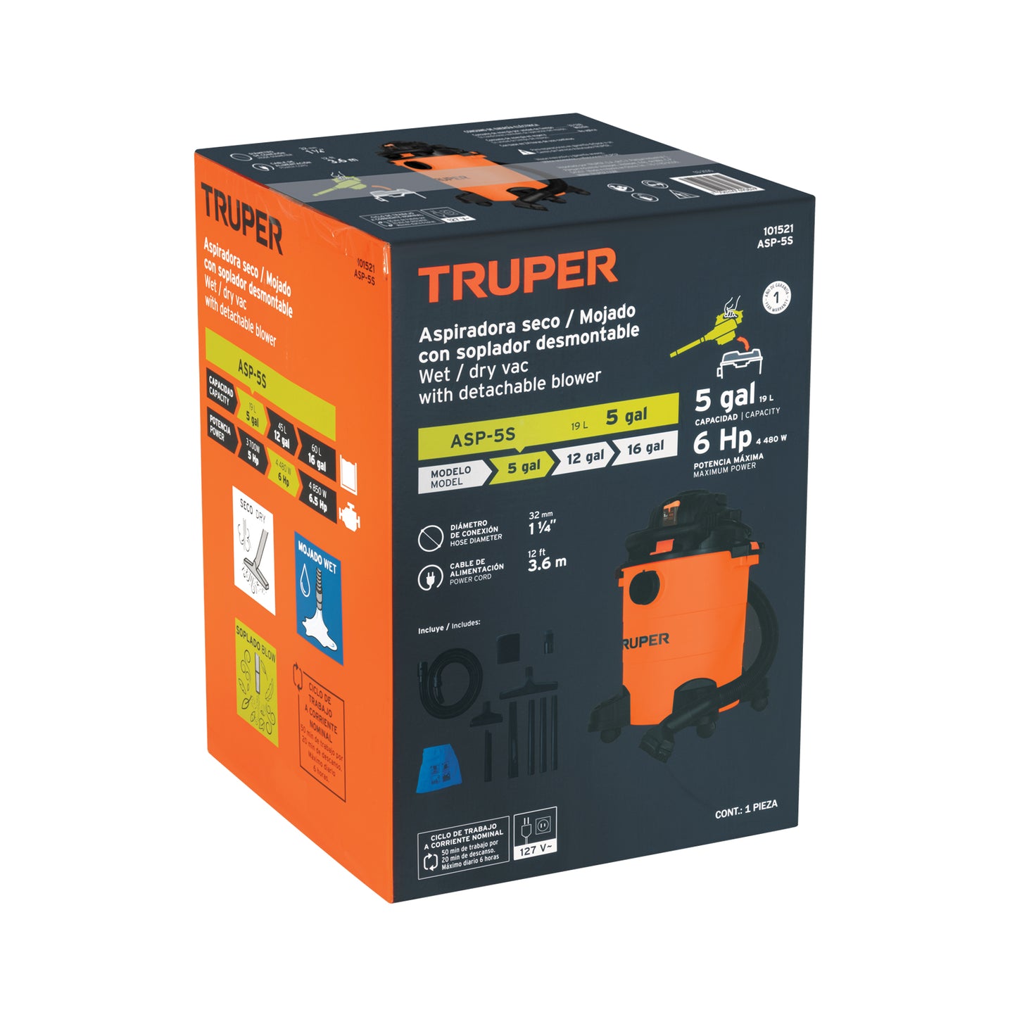 ASPIRADORA TRUPER 5-GLN 6HP ASP-5S
