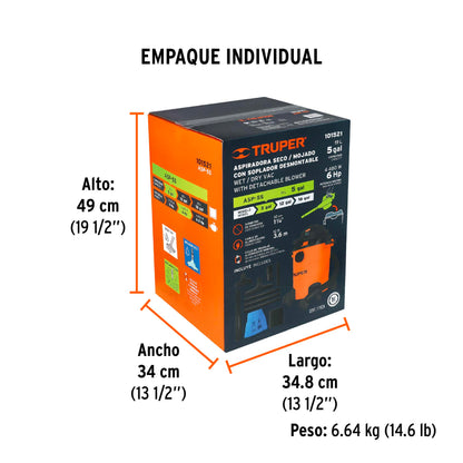 ASPIRADORA TRUPER 5-GLN 6HP ASP-5S