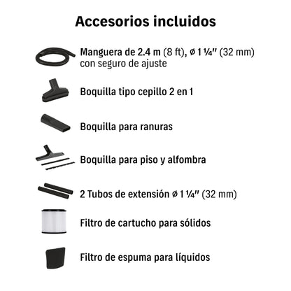 ASPIRADORA TRUPER 5-GLN 4HP ACERO INOXIDABLE ASP-5X