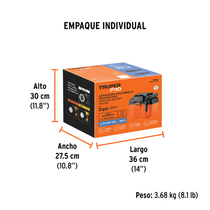 ASPIRADORA INALAMBRICA 20V SIN BATERIA TRUPER PRO