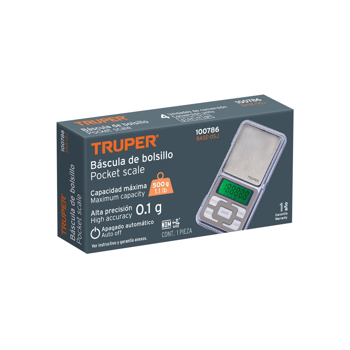 BALANZA DE BOLSILLO TRUPER CAP 500G BASE-05J