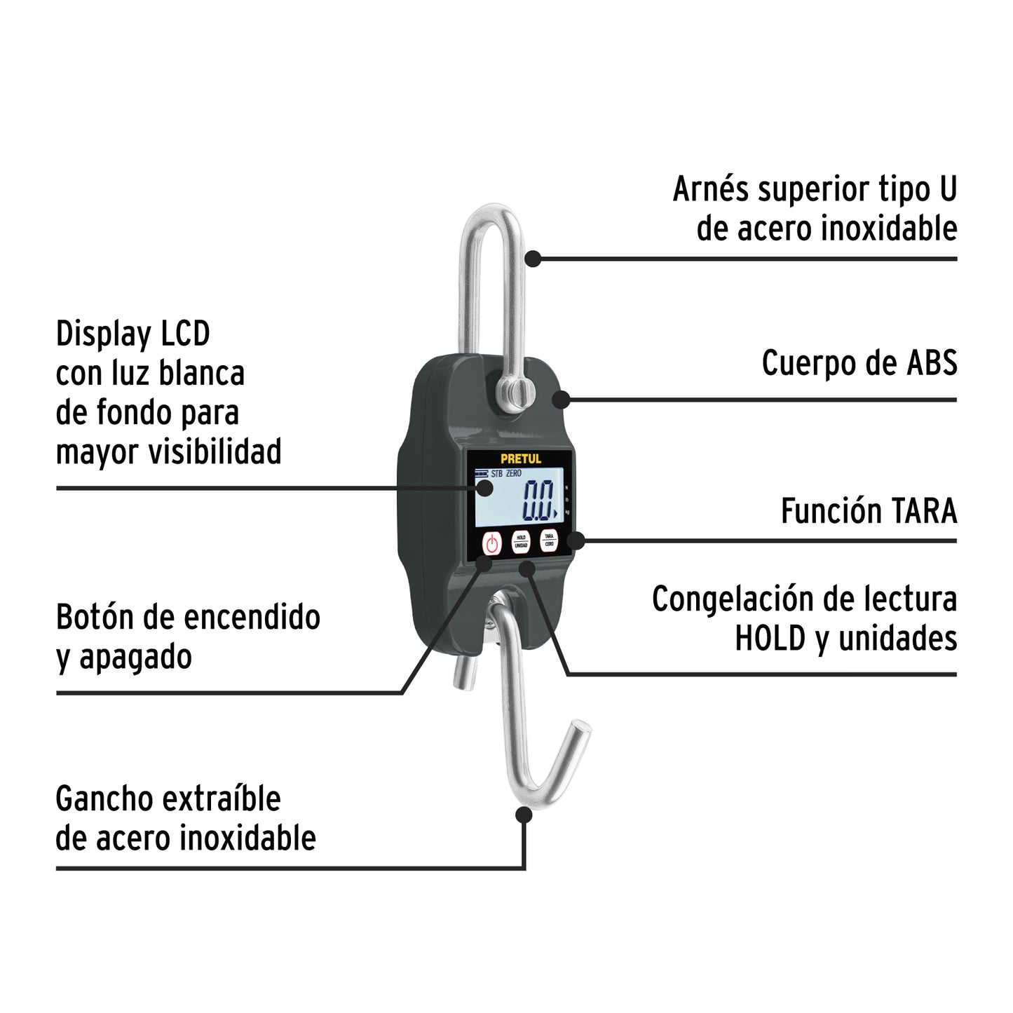 BALANZA COLGANTE ELECTRONICA PRETUL CAP 660LBS BASE-300CP