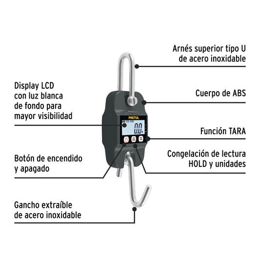 BALANZA COLGANTE ELECTRONICA PRETUL CAP 660LBS BASE-300CP