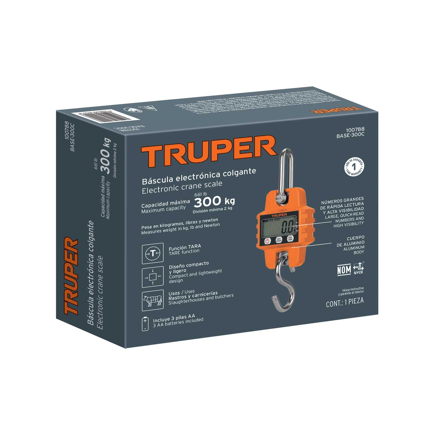 BALANZA COLGANTE ELECTRONICA TRUPER CAP 660LBS BASE-300C