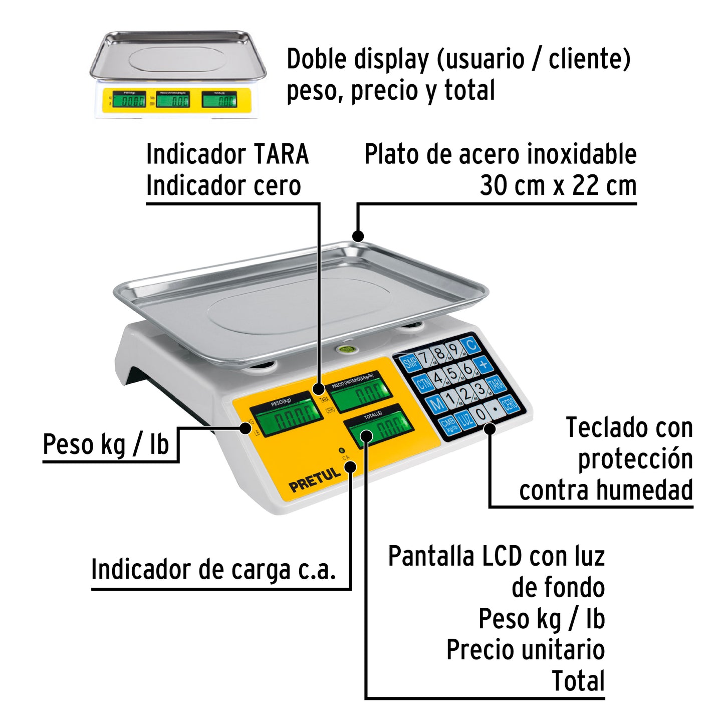 BALANZA ELECTRONICA MULTIFUNCION 30KG PRETUL