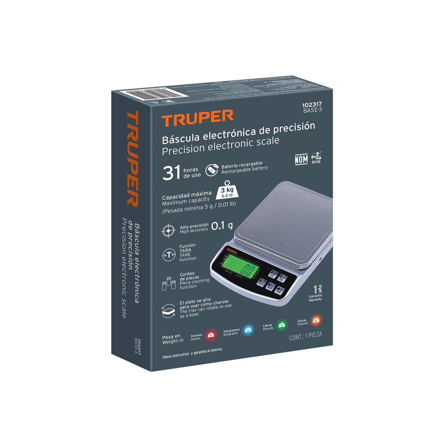 BALANZA DIGITAL DE PRECISION 3KG TRUPER