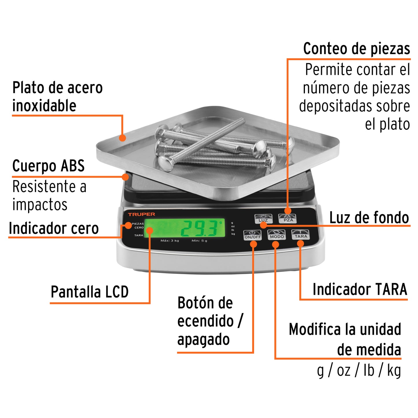 BALANZA DIGITAL DE PRECISION 3KG TRUPER