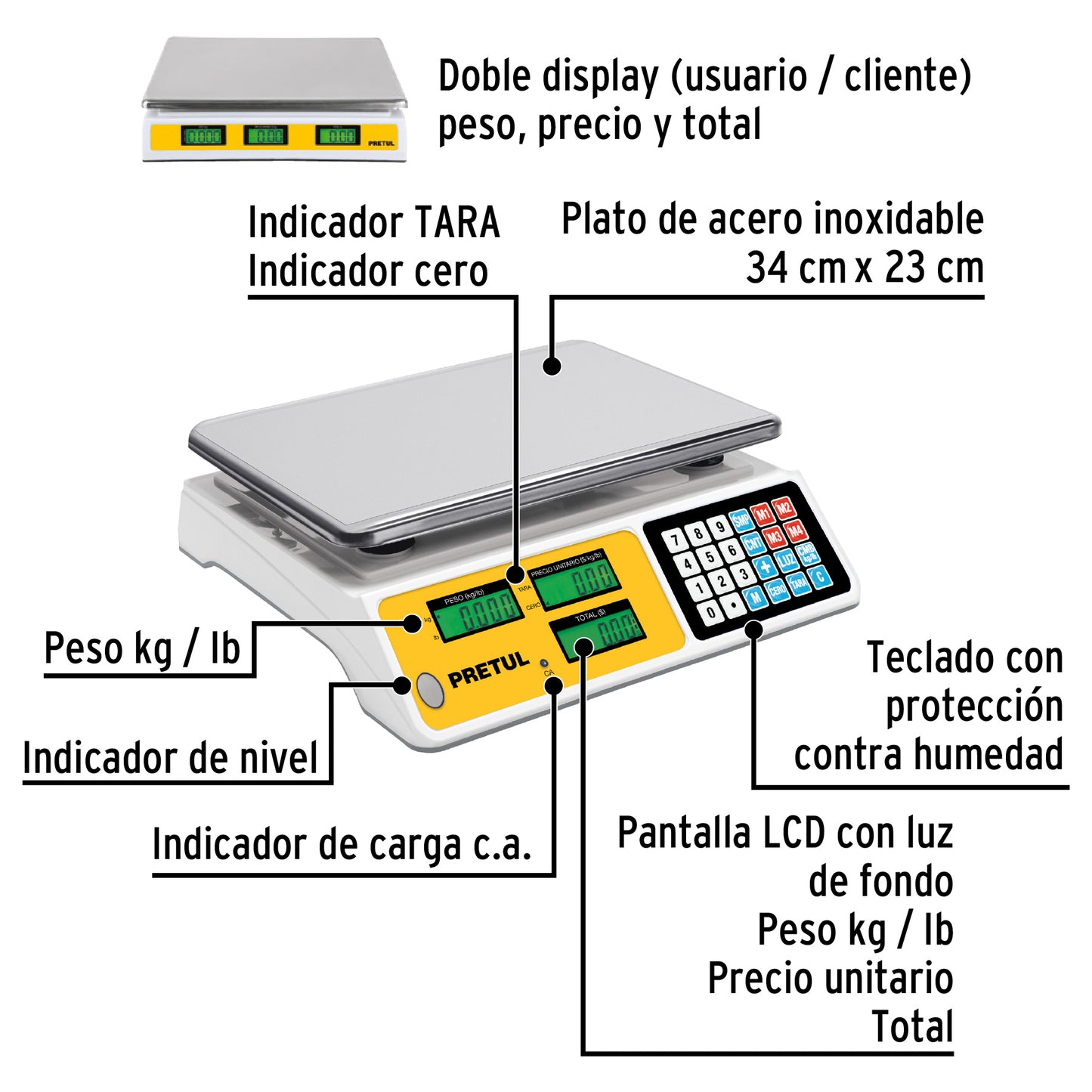 BALANZA ELECTRONICA MULTIFUNCION 40KG PRETUL
