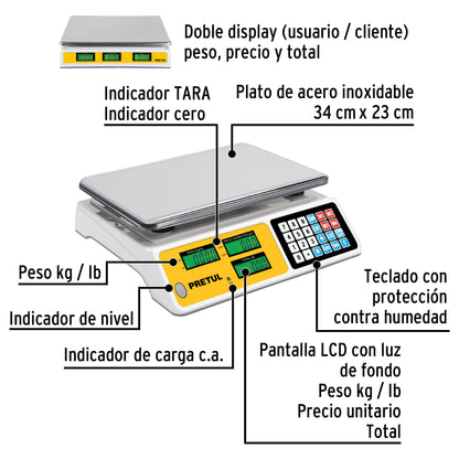 BALANZA ELECTRONICA MULTIFUNCION 40KG PRETUL