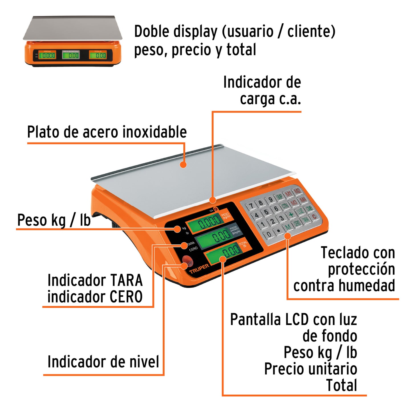 BALANZA ELECTRONICA MULTIFUNCION 40KG TRUPER