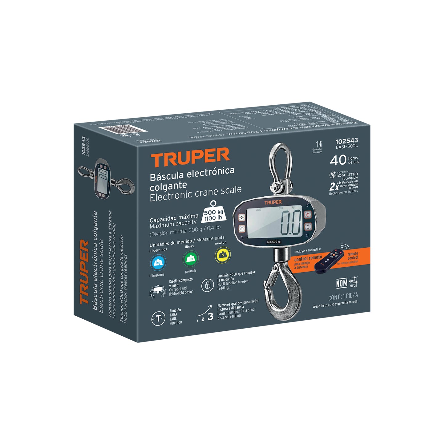 BALANZA COLGANTE ELECTRONICA TRUPER CAP 1100L BASE-500C
