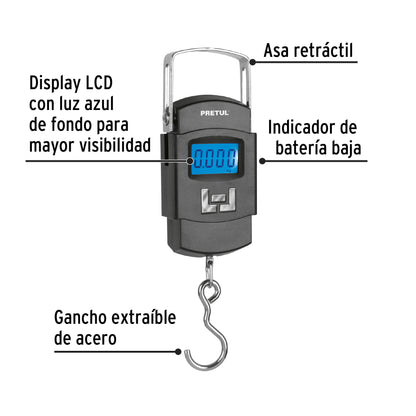 BALANZA COLGANTE ELECTRONICA PRETUL CAP 110LBS BASE-50CP