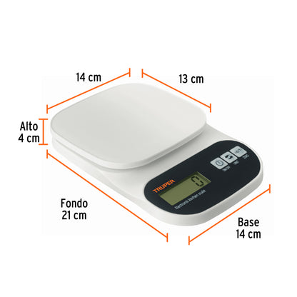 BALANZA DIGITAL PARA COCINA 5KG BASE PLASTICA TRUPER