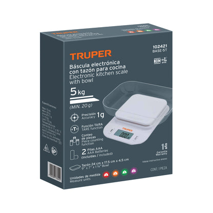 BALANZA DIGITAL PARA COCINA CON TAZON 5KG TRUPER