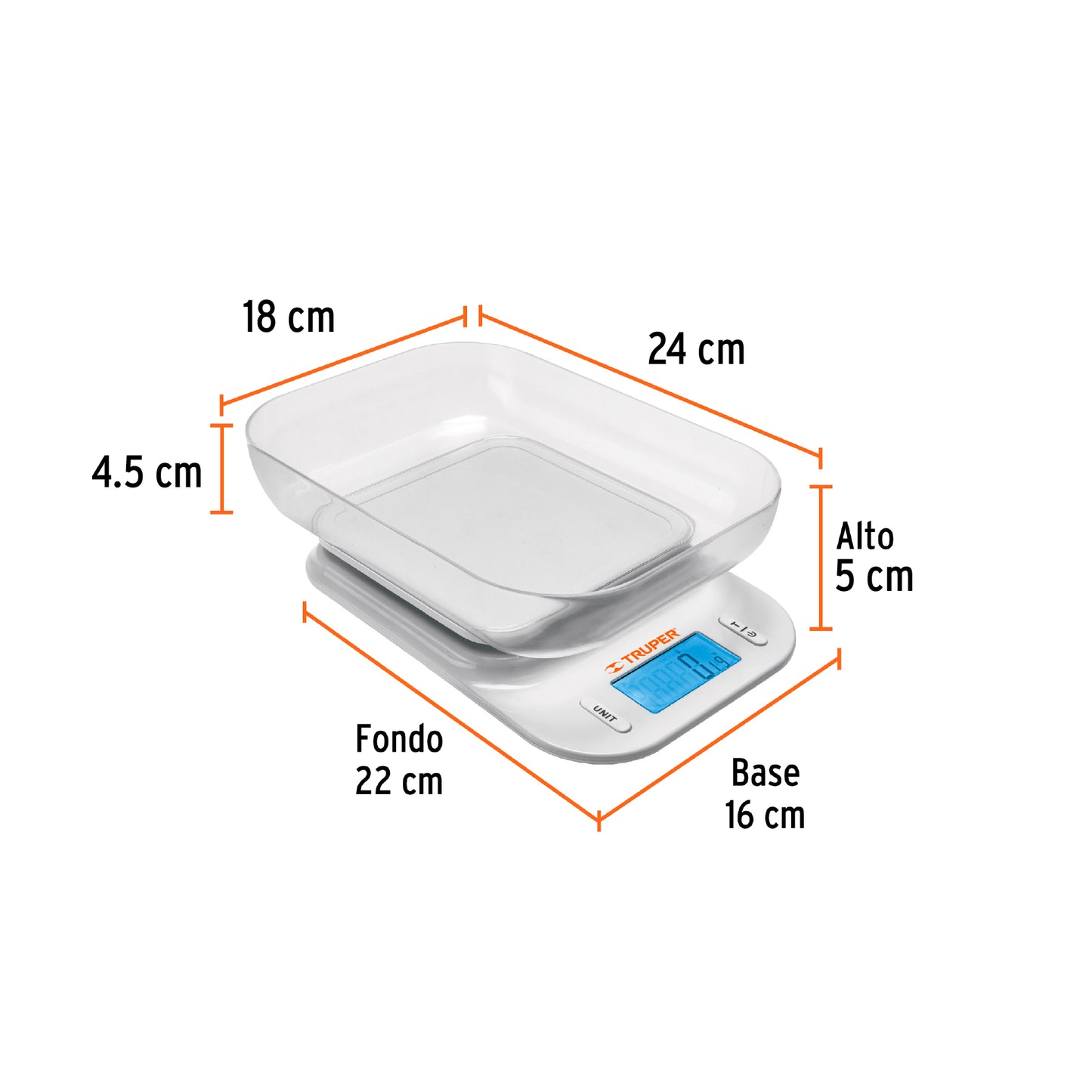 BALANZA DIGITAL PARA COCINA CON TAZON 5KG TRUPER