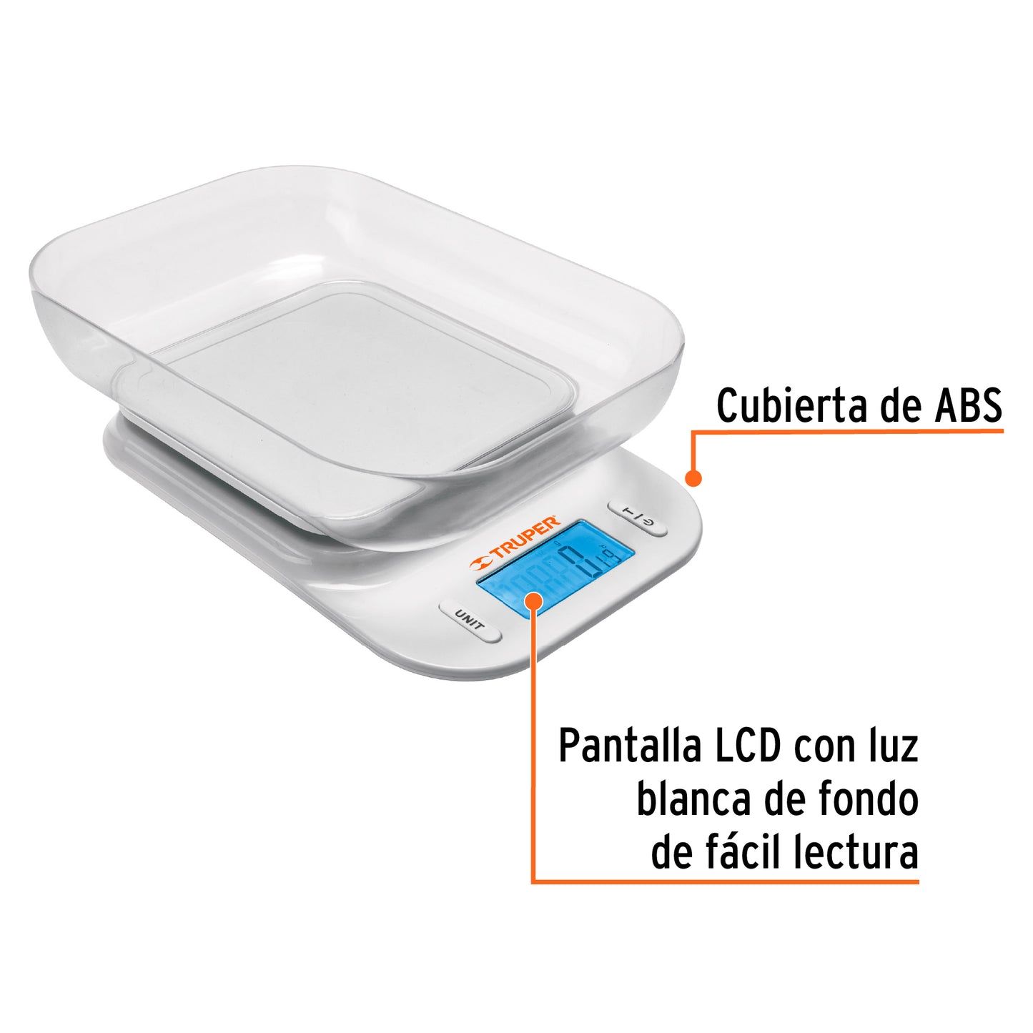 BALANZA DIGITAL PARA COCINA CON TAZON 5KG TRUPER