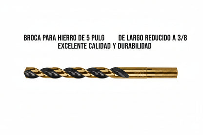 BROCA PARA HIERRO DE 5 PULGADAS DE LARGO REDUCIDO A 3/8 EXCELENTE CALIDAD Y DURABILIDAD