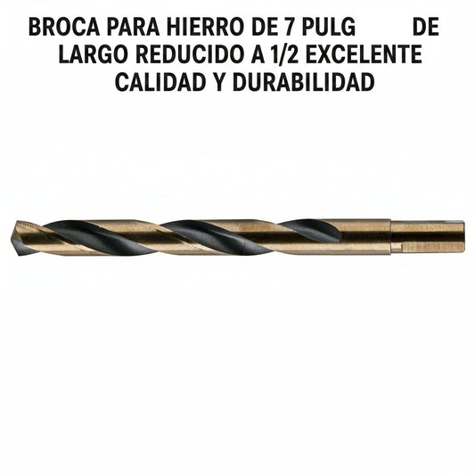 BROCA PARA HIERRO DE 7 PULGADAS DE LARGO REDUCIDO A 1/2 EXCELENTE CALIDAD Y DURABILIDAD - (5) = 9/16