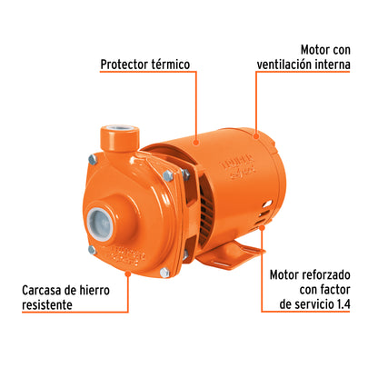 BOMBA PARA AGUA 1/2-HP 115V/230V TRUPER EXPERT CENTRIFUGA TIPO AMERICANO BOAC-1/2AX