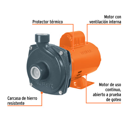 BOMBA PARA AGUA 1-HP TRUPER CENTRIFUGA BOAC-1A