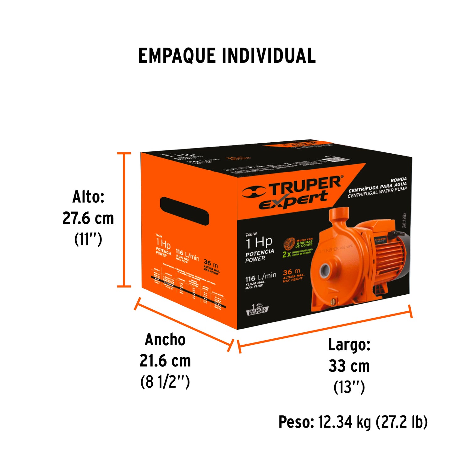 BOMBA PARA AGUA 1-HP TRUPER EXPERT CENTRIFUGA BOAC-1
