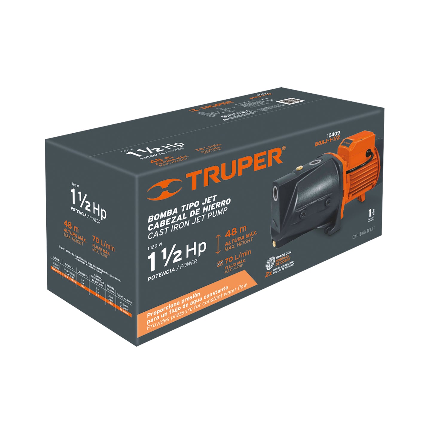 BOMBA PARA AGUA 1-1/2HP TRUPER TIPO JET
