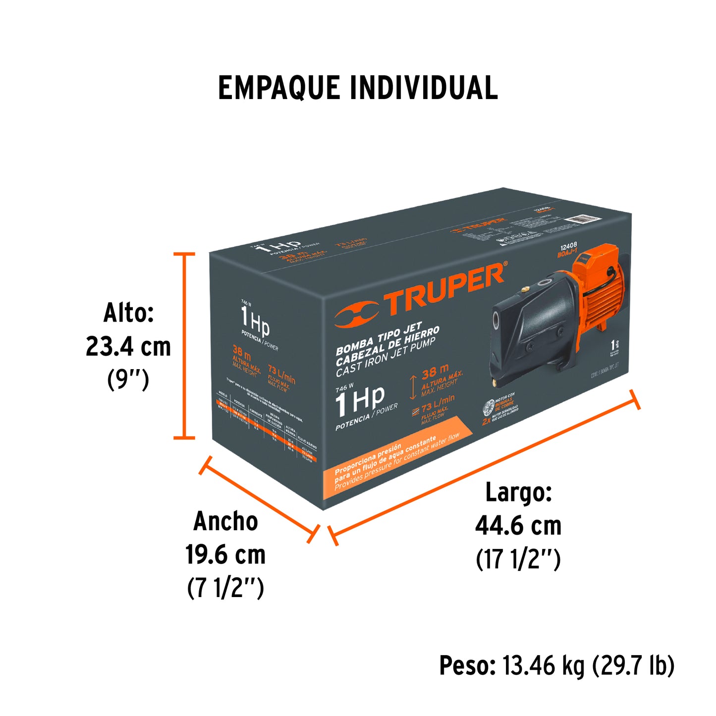 BOMBA PARA AGUA 1-HP TRUPER TIPO JET