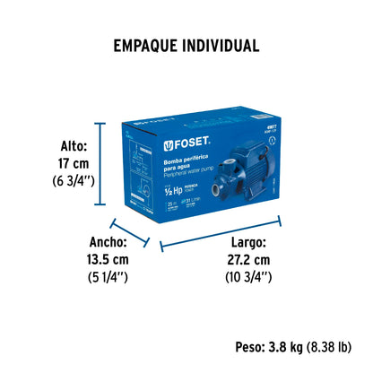 BOMBA PARA AGUA 1/2-HP FOSET PERIFERICA BOAP-1/2F
