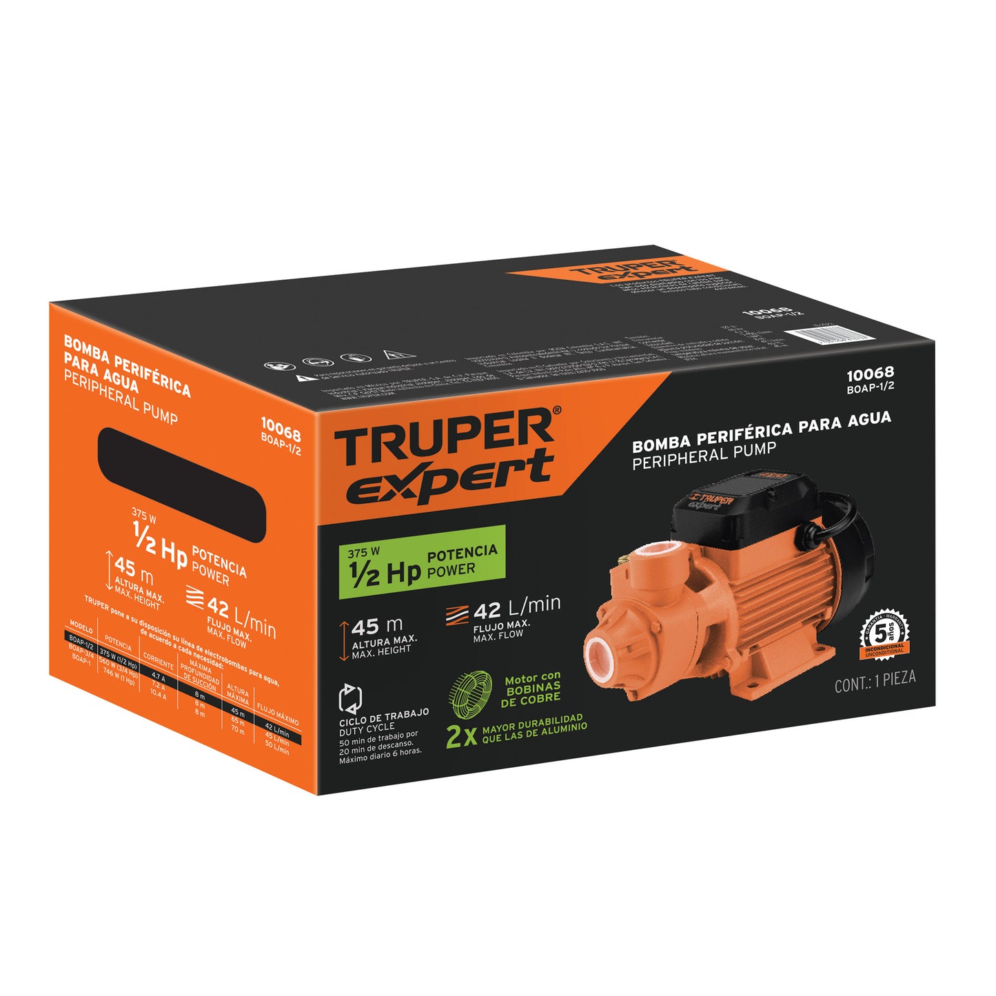 BOMBA PARA AGUA 1/2-HP TRUPER EXPERT PERIFERICA BOAP-1/2
