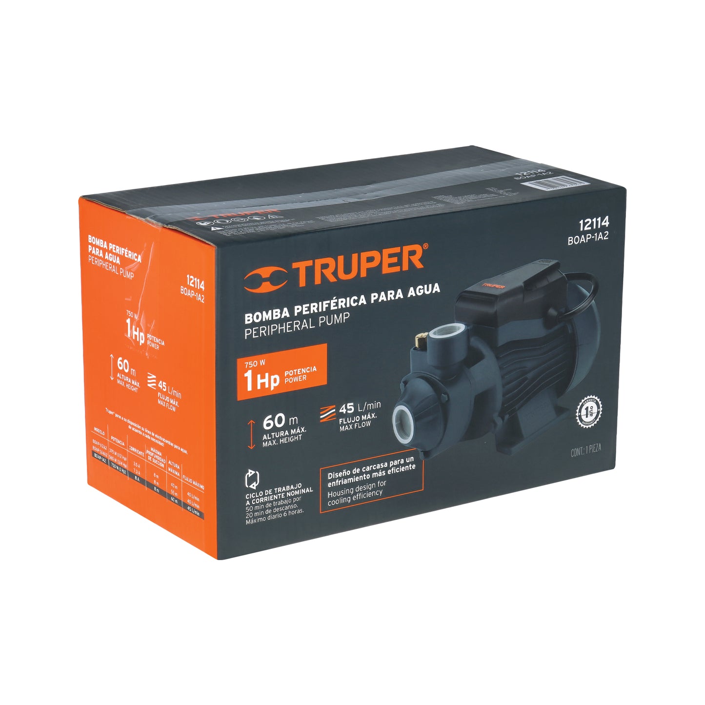 BOMBA PARA AGUA 1-HP TRUPER PERIFERICA BOAP-1A2