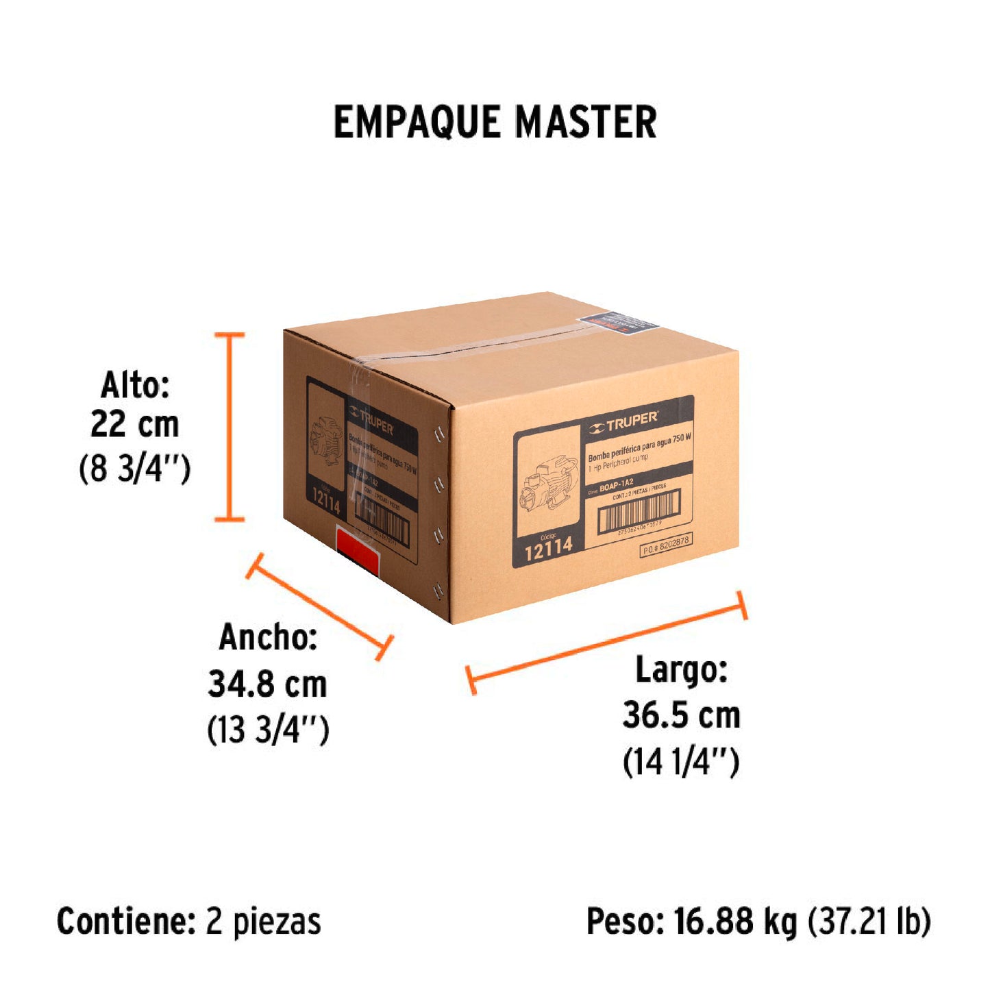 BOMBA PARA AGUA 1-HP TRUPER PERIFERICA BOAP-1A2