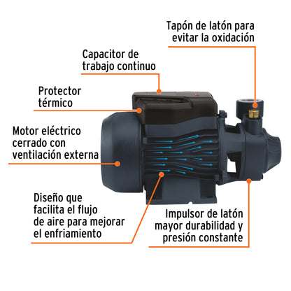 BOMBA PARA AGUA 1-HP TRUPER PERIFERICA BOAP-1A2