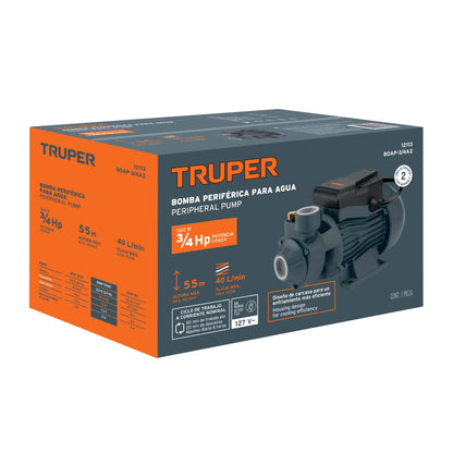 BOMBA PARA AGUA 3/4-HP TRUPER PERIFERICA BOAP-3/4A2