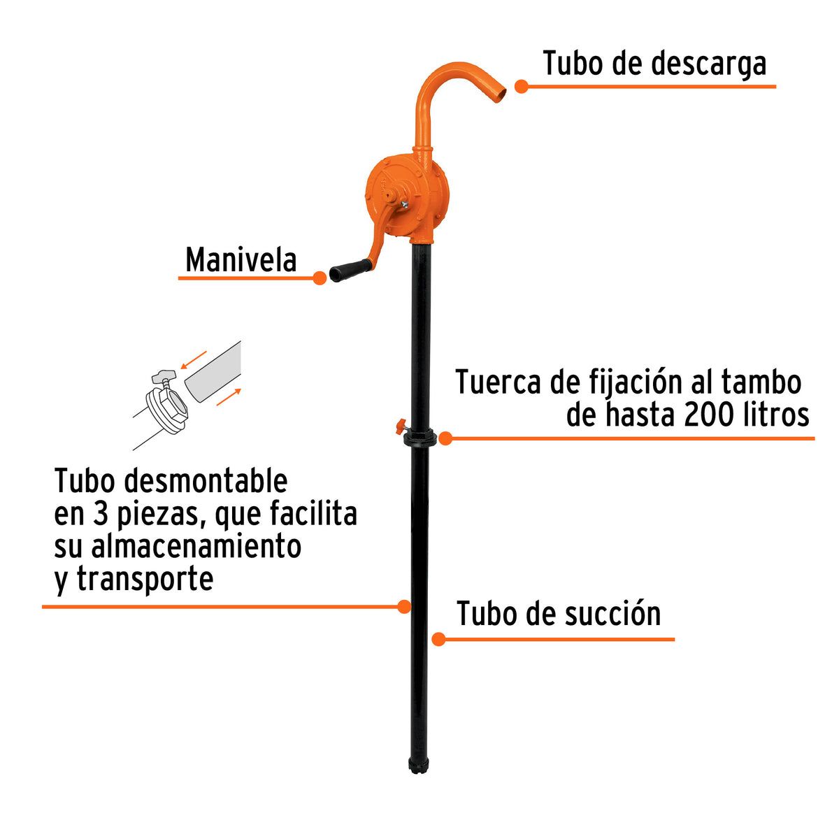 BOMBA MANUAL BARRIL METAL PARA ACEITE BOMEX-25
