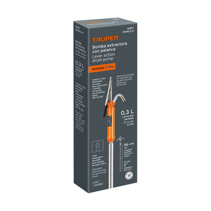 BOMBA MANUAL BARRIL METAL PARA ACEITE 31 LTS BOMEX-31