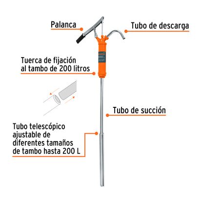 BOMBA MANUAL BARRIL METAL PARA ACEITE 31 LTS BOMEX-31