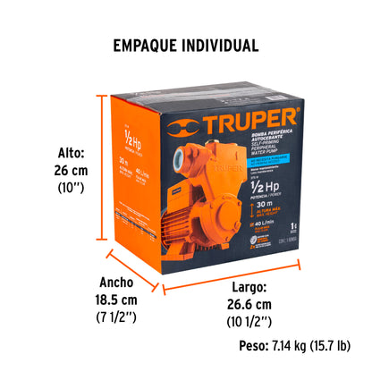 BOMBA PARA AGUA 1-2-HP TRUPER AUTOCEBANTE BOPA-1-2