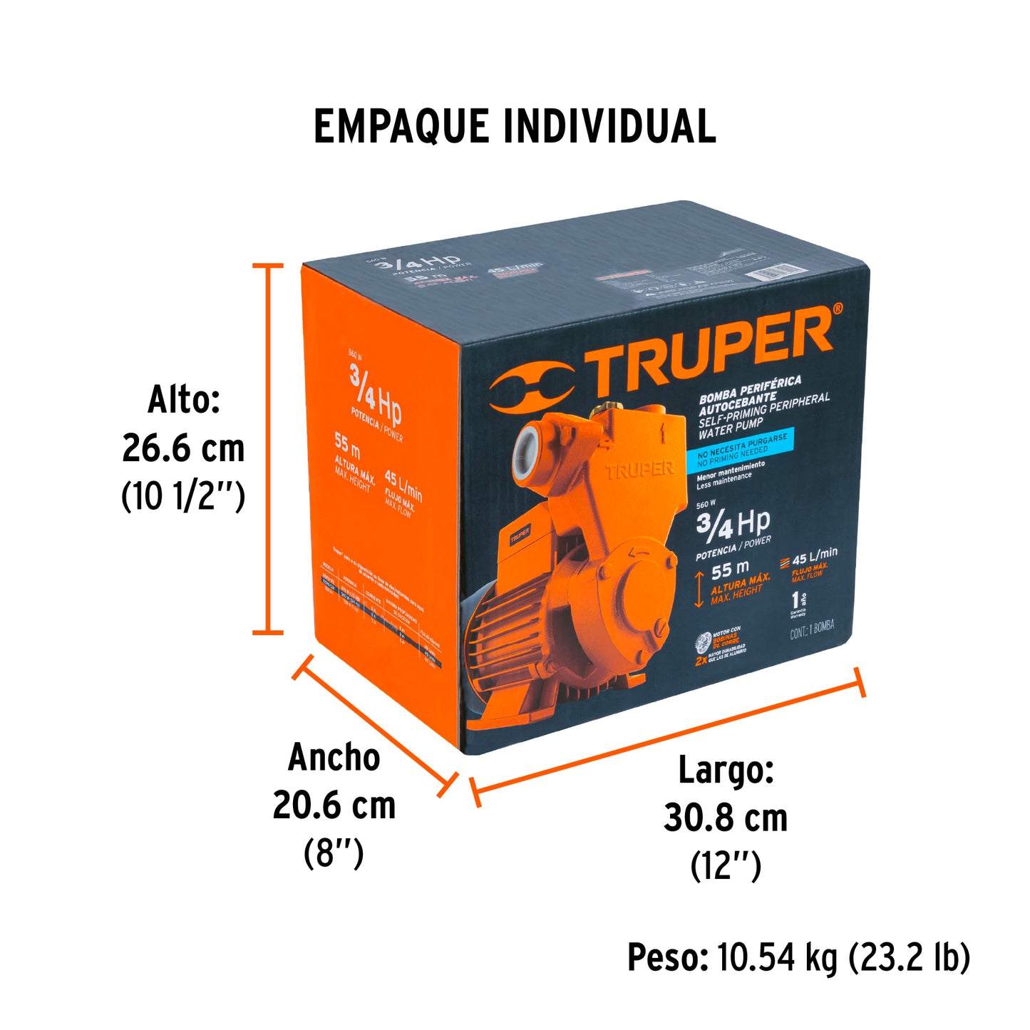 BOMBA PARA AGUA 3-4-HP TRUPER AUTOCEBANTE BOPA-3-4