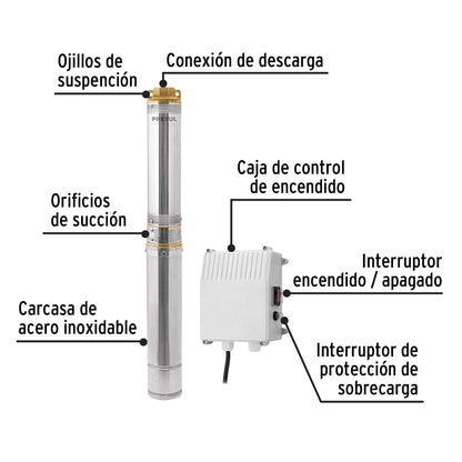 BOMBA PARA AGUA LIMPIA 1-1/2-HP SUMERGIBLE TIPO BALA PRETUL