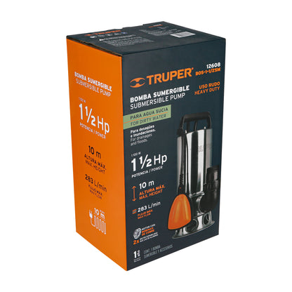 BOMBA PARA AGUA SUCIA 1-1/2HP SUMERGIBLE USO RUDO TRUPER