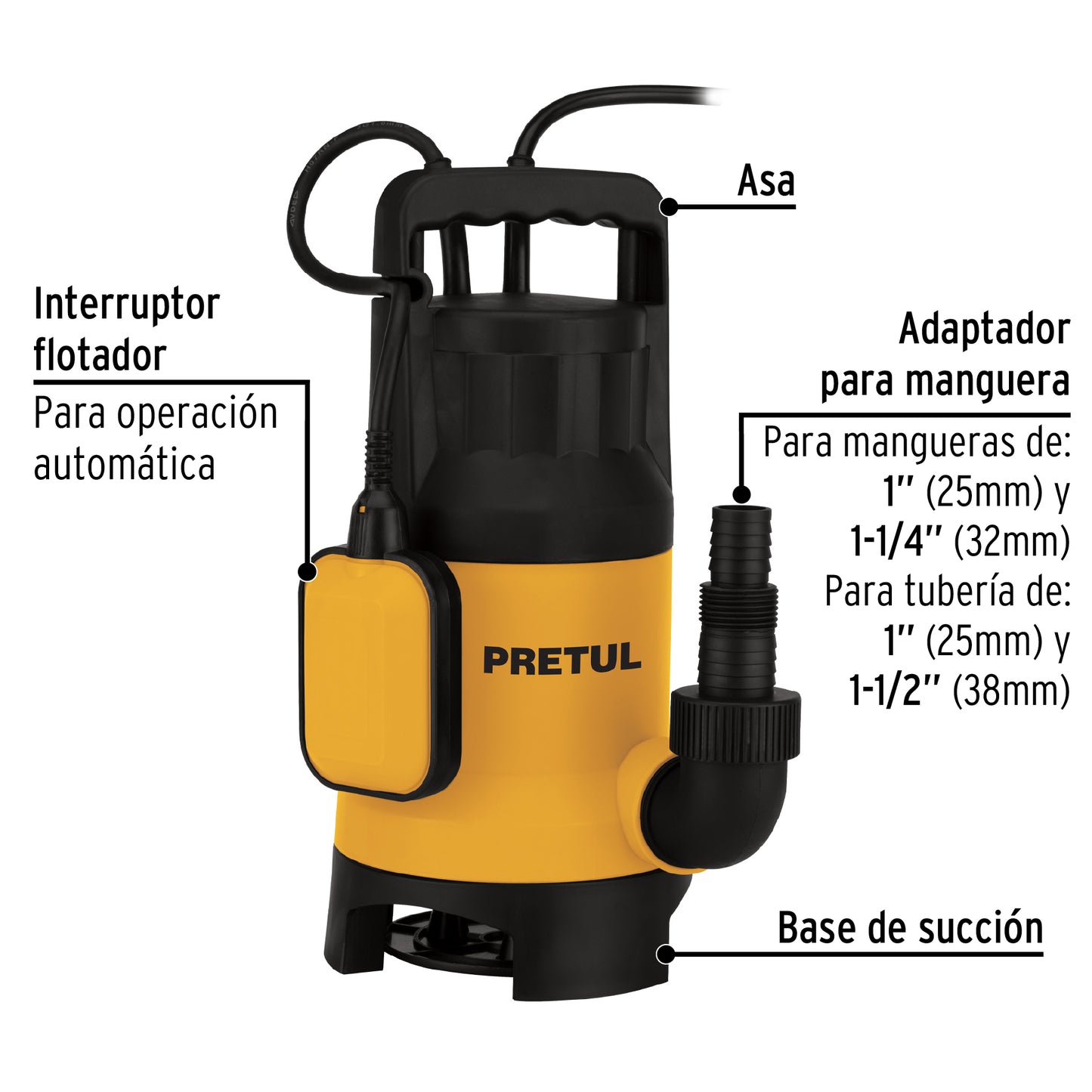 BOMBA PARA AGUA SUCIA 1-1/2-HP SUMERGIBLE PRETUL