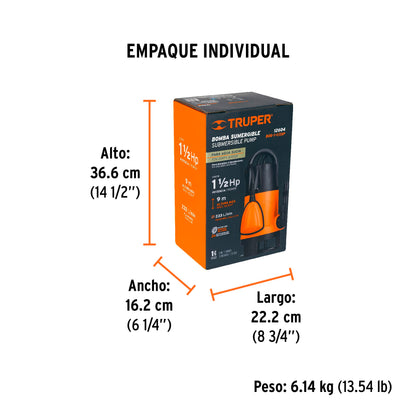 BOMBA PARA AGUA SUCIA 1-1/2HP SUMERGIBLE TRUPER