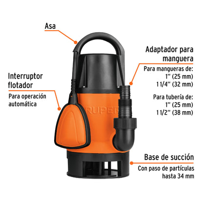BOMBA PARA AGUA SUCIA 1-1/2HP SUMERGIBLE TRUPER