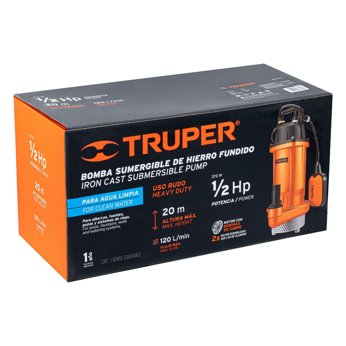 BOMBA PARA AGUA 1/2-HP TRUPER SUMERGIBLE
