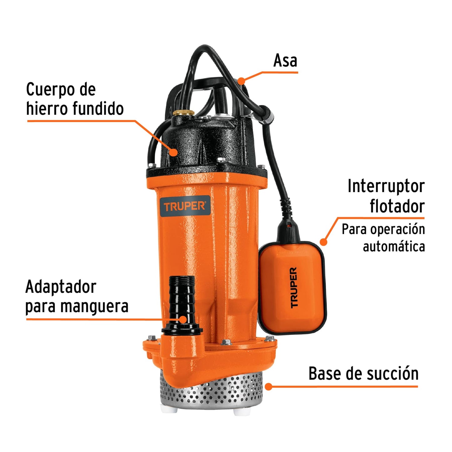 BOMBA PARA AGUA 1/2-HP TRUPER SUMERGIBLE