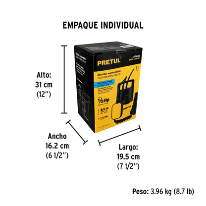 BOMBA PARA AGUA LIMPIA 1/2-HP SUMERGIBLE TRUPER