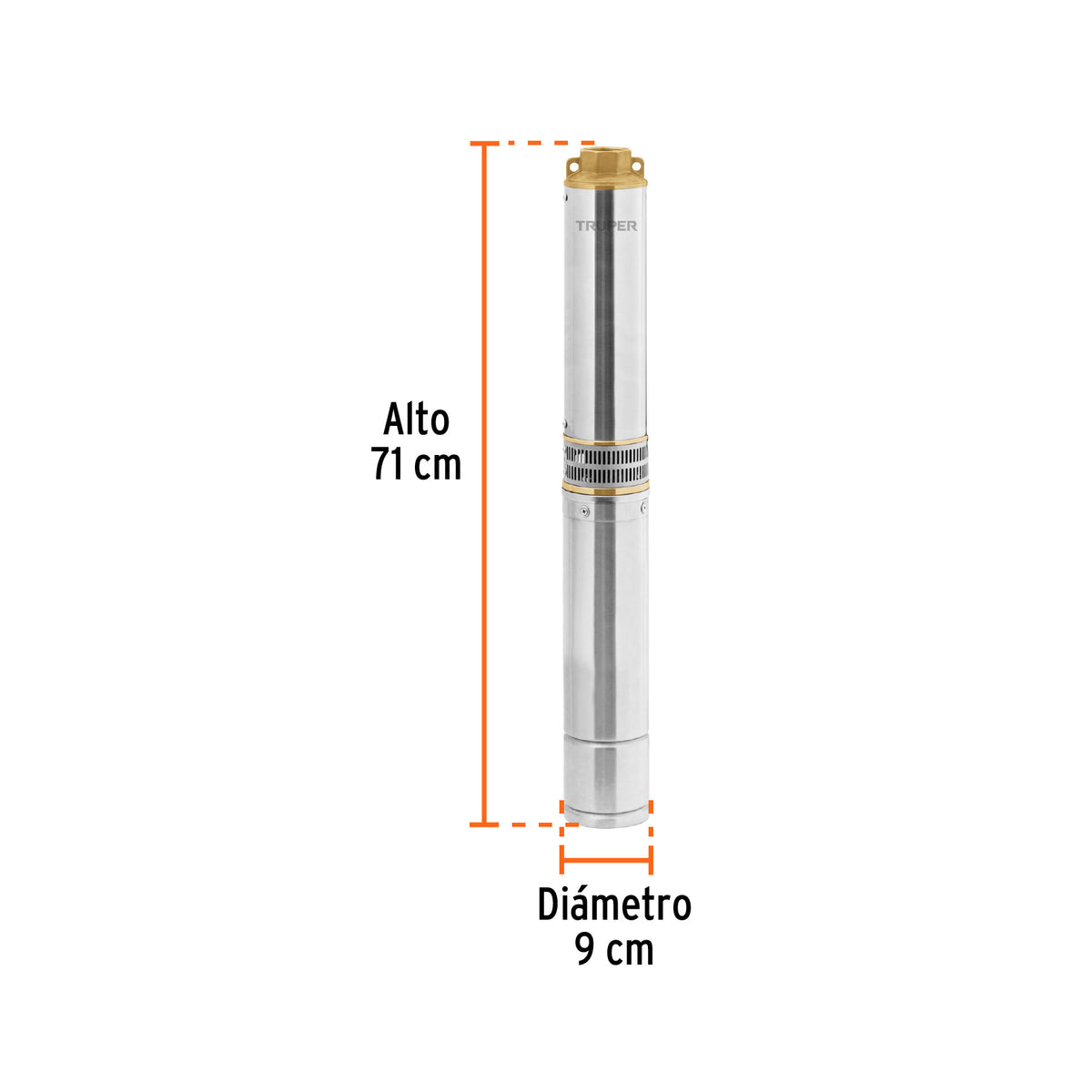 BOMBA PARA AGUA LIMPIA 1-HP 220V SUMERGIBLE TIPO BALA TRUPER