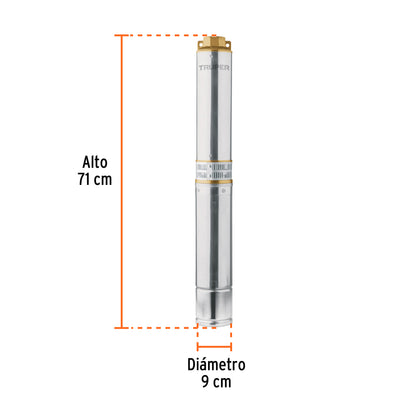 BOMBA PARA AGUA LIMPIA 1-HP SUMERGIBLE TIPO BALA TRUPER