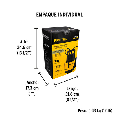 BOMBA PARA AGUA SUCIA 1-HP SUMERGIBLE PRETUL