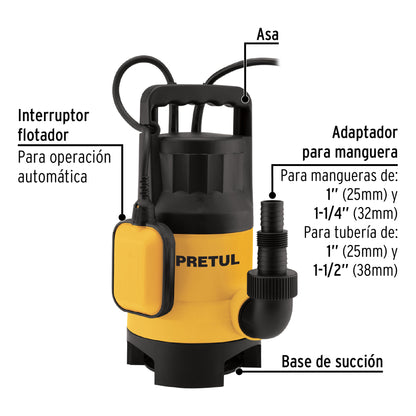 BOMBA PARA AGUA SUCIA 1-HP SUMERGIBLE PRETUL